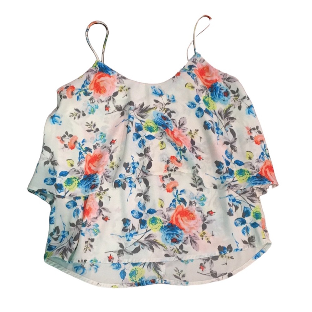 Paper Crane tank top crop tiered ruffle spaghetti strap size xs